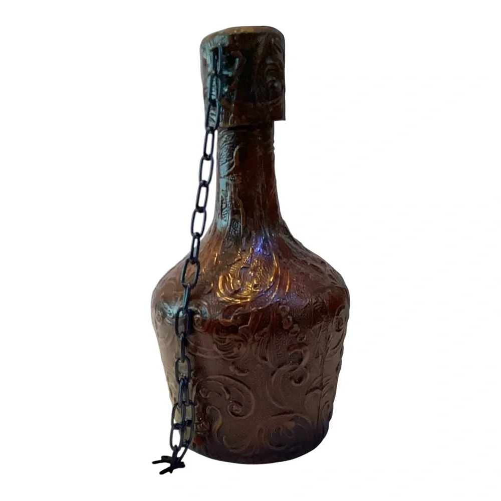 Vintage Spanish Matador Leather Wrap J Albinana Bottle Jug w/ Cork
